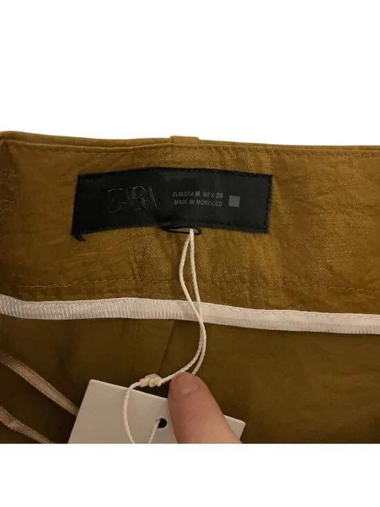 Zara Womens Satin Trousers Pants Medium Caramel Wide Leg High Waist 7965/556 NWT - Picture 4 of 13